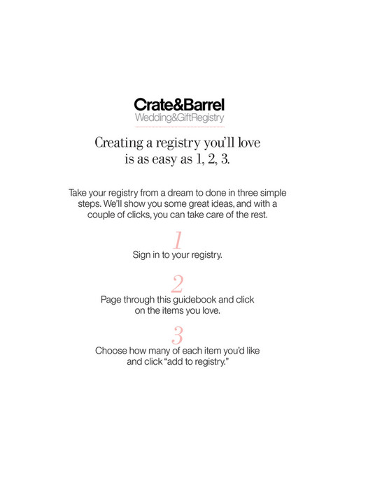 Crate & Barrel (Gift Registry) 2015 Fall Gift Registry Page 1